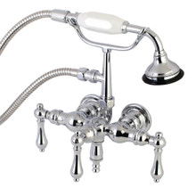Kingston Brass  AE20T1 Aqua Vintage 3-3/8 Inch Wall Mount Tub Faucet with Hand Shower, Polished Chrome
