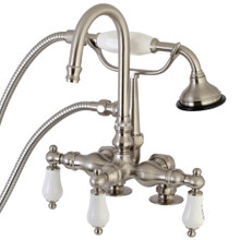 Kingston Brass  AE17T8 Aqua Vintage Clawfoot Tub Faucet with Hand Shower, Brushed Nickel