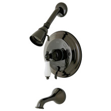 Kingston Brass  NB36300PL Water Onyx Pressure Balanced Tub & Shower Faucet, Black Stainless Steel