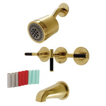 Kingston Brass  KBX8137CKL Kaiser Three-Handle Tub and Shower Faucet, Brushed Brass