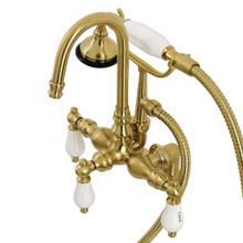 Kingston Brass  AE17T7 Aqua Vintage Clawfoot Tub Faucet with Hand Shower, Brushed Brass