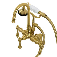 Kingston Brass  AE13T7 Aqua Vintage Clawfoot Tub Faucet with Hand Shower, Brushed Brass