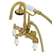 Kingston Brass  AE305T7 Aqua Vintage Wall Mount Clawfoot Tub Faucets, Brushed Brass