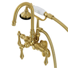 Kingston Brass  AE301T7 Aqua Vintage Wall Mount Clawfoot Tub Faucets, Brushed Brass