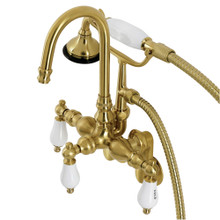 Kingston Brass  AE303T7 Aqua Vintage Wall Mount Clawfoot Tub Faucets, Brushed Brass