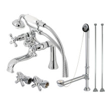 Kingston Brass  CCK228C Vintage Deck Mount Clawfoot Tub Faucet Package with Supply Line, Polished Chrome