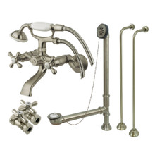 Kingston Brass  CCK265SN Vintage Wall Mount Clawfoot Faucet Package With Supply Line, Brushed Nickel