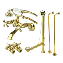 Kingston Brass  CCK265PB Vintage Wall Mount Clawfoot Faucet Package With Supply Line, Polished Brass