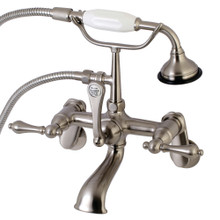 Kingston Brass  AE51T8 Aqua Vintage 7-Inch Adjustable Wall Mount Tub Faucet with Hand Shower, Brushed Nickel