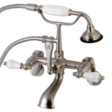 Kingston Brass  AE55T8 Aqua Vintage Wall Mount Tub Faucet with Hand Shower, Brushed Nickel
