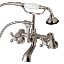 Kingston Brass  AE57T8 Aqua Vintage Wall Mount Tub Faucet with Hand Shower, Brushed Nickel