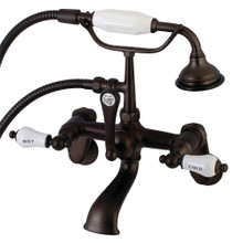 Kingston Brass  AE53T5 Aqua Vintage Wall Mount Tub Faucet with Hand Shower, Oil Rubbed Bronze