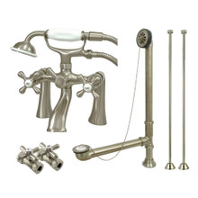Kingston Brass  CCK268SN Vintage Deck Mount Clawfoot Tub Faucet Package with Hand Shower, Brushed Nickel