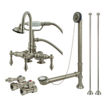 Kingston Brass  CCK13T8 Vintage Deck Mount Clawfoot Tub Faucet Package With Supply Line, Brushed Nickel