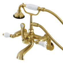 Kingston Brass  AE55T7 Aqua Vintage Wall Mount Tub Faucet with Hand Shower, Brushed Brass