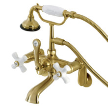 Kingston Brass  AE59T7 Aqua Vintage Wall Mount Tub Faucet with Hand Shower, Brushed Brass