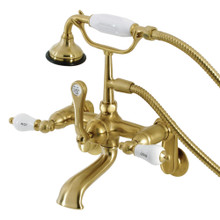 Kingston Brass  AE53T7 Aqua Vintage Wall Mount Tub Faucet with Hand Shower, Brushed Brass