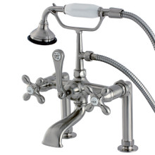 Kingston Brass  AE109T8 Auqa Vintage Deck Mount Clawfoot Tub Faucet with Hand Shower, Brushed Nickel