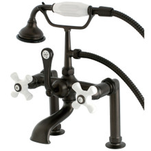 Kingston Brass  AE111T5 Auqa Vintage Deck Mount Clawfoot Tub Faucet with Hand Shower, Oil Rubbed Bronze
