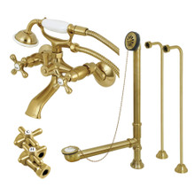 Kingston Brass  CCK265SB Vintage Wall Mount Clawfoot Tub Faucet Package with Hand Shower, Brushed Brass