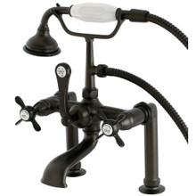 Kingston Brass  Aqua Vintage AE103T5BEX Essex Deck Mount Clawfoot Tub Faucet with Hand Shower, Oil Rubbed Bronze