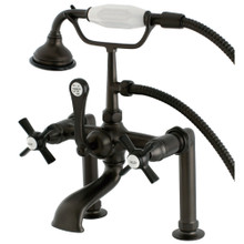 Kingston Brass  Aqua Vintage AE103T5ZX Millennium Deck Mount Clawfoot Tub Faucet with Hand Shower, Oil Rubbed Bronze