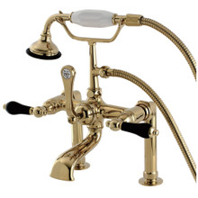 Kingston Brass  Aqua Vintage AE103T2PKL Duchess Deck Mount Clawfoot Tub Faucet with Hand Shower, Polished Brass