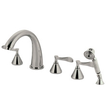 Kingston Brass  KS23685CFL Century Roman Tub Faucet with Hand Shower, Brushed Nickel