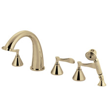 Kingston Brass  KS23625CFL Century Roman Tub Faucet with Hand Shower, Polished Brass