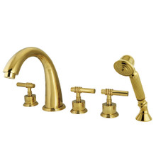 Kingston Brass  KS23625ML Manhattan Roman Tub Faucet with Hand Shower, Polished Brass