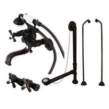 Oil Rubbed Bronze KINGSTON Brass CCK19T5A Vintage Wall Mount Down Spout Claw Foot Tub Faucet Package