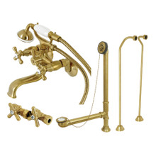 Kingston Brass  CCK225SBD Vintage Wall Mount Clawfoot Tub Faucet Package with Supply Line, Brushed Brass