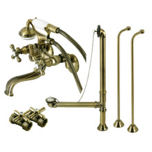 Kingston Brass  CCK225AB Vintage Wall Mount Clawfoot Tub Faucet Package with Supply Line, Antique Brass