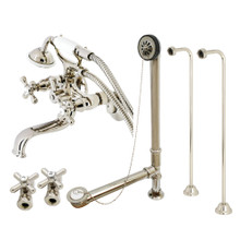 Kingston Brass  CCK225PN Vintage Wall Mount Clawfoot Tub Faucet Package with Supply Line, Polished Nickel