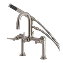 Kingston Brass  Aqua Vintage AE8408DL Concord Deck Mount Clawfoot Tub Faucet with Hand Shower, Brushed Nickel