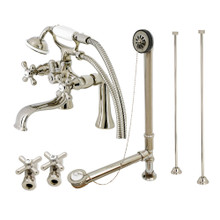 Kingston Brass  CCK228PN Vintage Deck Mount Clawfoot Tub Faucet Package with Supply Line, Polished Nickel