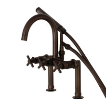 Kingston Brass  Aqua Vintage AE8105DX Concord 7-Inch Deck Mount Clawfoot Tub Faucet with Hand Shower, Oil Rubbed Bronze