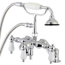 Kingston Brass  AE622T1 Auqa Vintage 3-3/8 Inch Adjustable Deck Mount Tub Faucet with Hand Shower, Polished Chrome