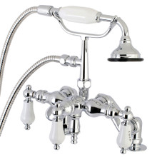 Kingston Brass  AE624T1 Auqa Vintage 3-3/8 Inch Adjustable Deck Mount Tub Faucet with Hand Shower, Polished Chrome