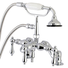 Kingston Brass  AE620T1 Auqa Vintage 3-3/8 Inch Adjustable Deck Mount Tub Faucet with Hand Shower, Polished Chrome