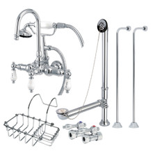 Kingston Brass  CCK10T1SS-SB Vintage Wall Mount Clawfoot Tub Faucet Package with Supply Line, Polished Chrome