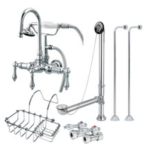 Kingston Brass  CCK8T1SS-SB Wall Mount Clawfoot Tub Faucet Package with Supply Line, Polished Chrome