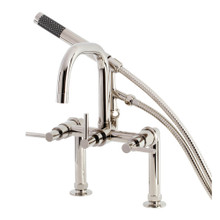 Kingston Brass  Aqua Vintage AE8406DL Concord Deck Mount Clawfoot Tub Faucet with Hand Shower, Polished Nickel