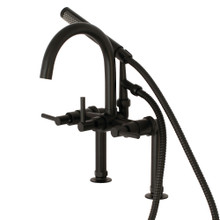 Kingston Brass  Aqua Vintage AE8100DL Concord 7-Inch Deck Mount Clawfoot Tub Faucet with Hand Shower, Matte Black