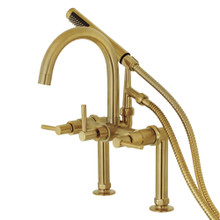 Kingston Brass  Aqua Vintage AE8107DL Concord 7-Inch Deck Mount Clawfoot Tub Faucet with Hand Shower, Brushed Brass