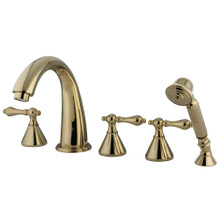 Kingston Brass  KS23625AL Roman Tub Faucet 5 Pieces with Hand Shower, Polished Brass
