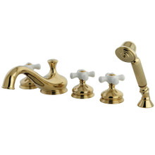 Kingston Brass  KS33325PX Roman Tub Faucet with Hand Shower, Polished Brass
