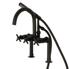 Kingston Brass  Aqua Vintage AE8100DX Concord 7-Inch Deck Mount Clawfoot Tub Faucet with Hand Shower, Matte Black