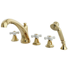 Kingston Brass  KS43225PX Roman Tub Faucet with Hand Shower, Polished Brass