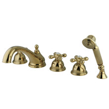 Kingston Brass  KS33525AX Roman Tub Faucet with Hand Shower, Polished Brass